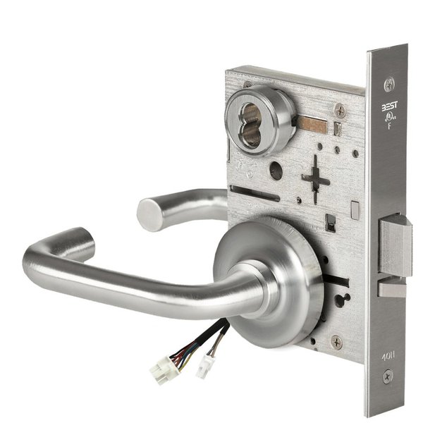 Best Fail Secure, 24V, Electrified Mortise Lock, 3 Lever, R Rose, Request to Exit, Satin Chrome 45HW7DEU3R626RQE